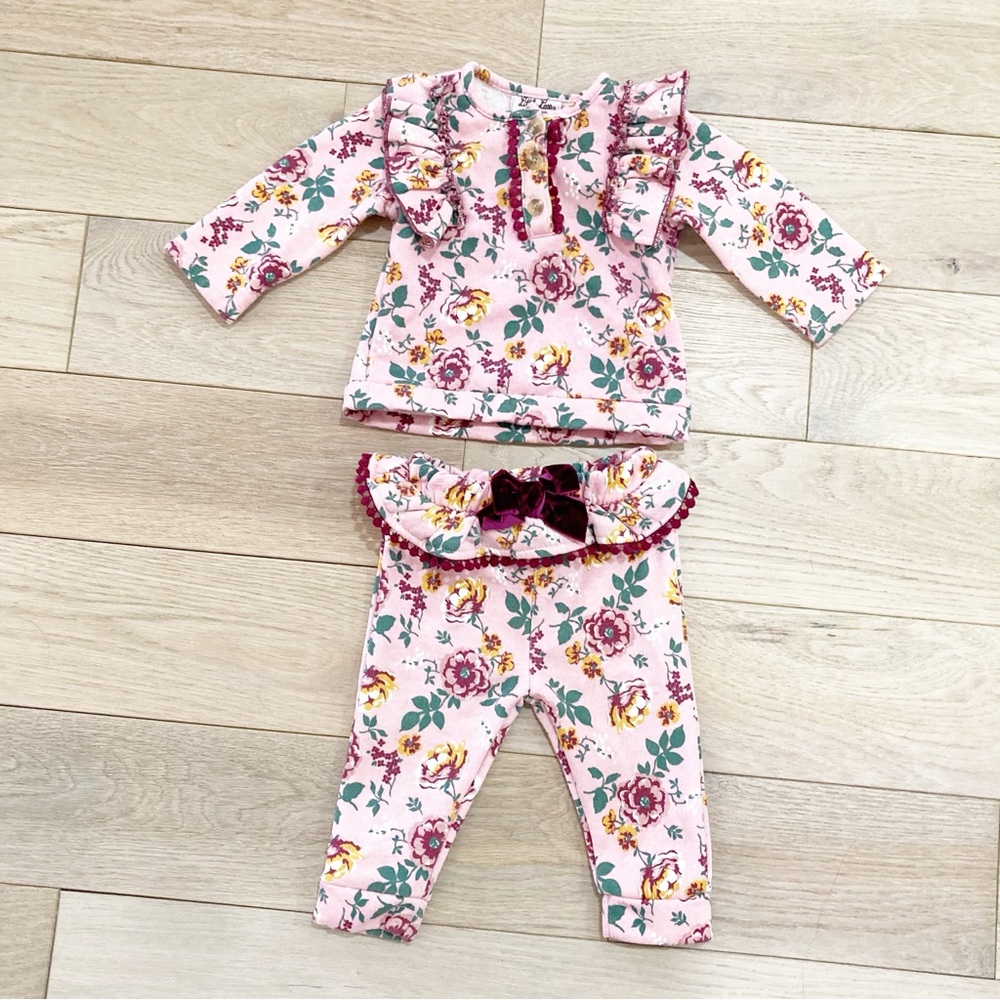 Little Lass Pink Floral Kids Matching Set